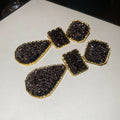 Glitter Geometric Drop Earrings in Black Gold and Pearl White view 6
