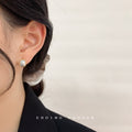 Square Cushion Pearl Stud Earrings Gold Beaded Rim Pair view 2