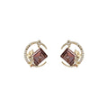 Gold-Tone Crescent Moon Star Pink Crystal Stud Earrings view 5