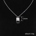 Square Princess Cut Clear Crystal Pendant Necklace Gold Silver view 4