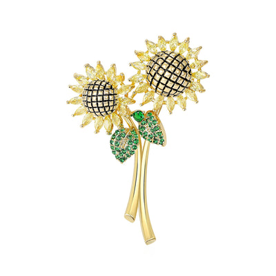 Sunflower Bouquet Brooch shown on a clean white display