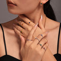 Open Adjustable Thin Band Ring Single Prong Zircon Stone Colors view 4