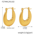 Thick U Shape Hoop Earrings Stainless Steel Gold Steel Tone view 6