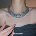 Leopard Print Collar Necklace in Gold and Silver Tone view 3