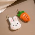 White Bunny and Orange Carrot Asymmetrical Hook Earrings view 1