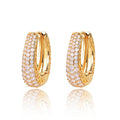 Wide Pave Hinged Hoop Earrings In Gold And Silver Tones view 2