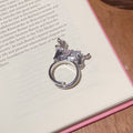 Silver Rhinestone Dachshund Bow Open Ring Puppy Motif view 6