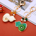 Jade Look Gourd Keychains in Yellow and Green Finishes view 4