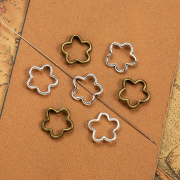 Open Flower Outline Metal Linking Beads in Two Finishes