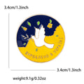 Symbolic Blue and Yellow Peace Dove Enamel Round Brooch view 4