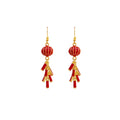 Red Lantern and Firecracker Festive Long Hook Earrings view 5