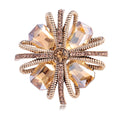 Burgundy Gray and Champagne Crystal Flower Metal Brooch Pin view 7