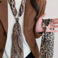 Brown Snakeskin Leopard and Paisley Print Scarf Necklace view 3