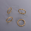 Gold Hollow Rectangular Link Band Rings Five Sizes view 2