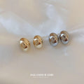 Polished Oval Dome Stud Earrings in Gold and Silver Tones view 1