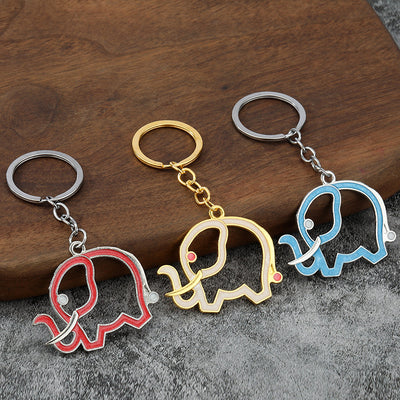 Red, gold and blue elephant outline keychains