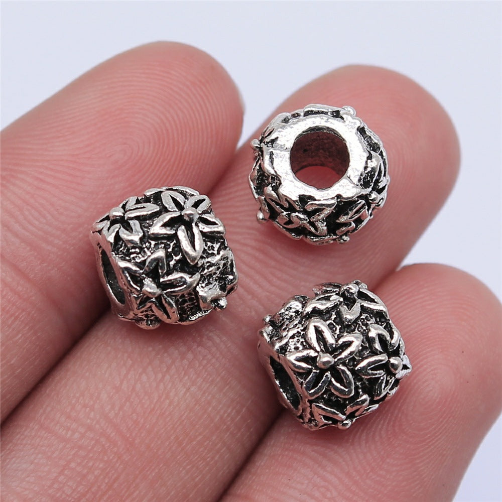 10.2x10.2x8.8mm 3.1g Antique Silver Zinc Alloy Round Large Hole Spacer Beads for Bracelet Jewelry Making