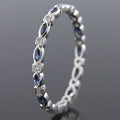Silver Tone Blue Marquise CZ Thin Eternity Band Ring view 1