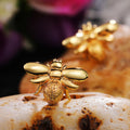Bee Motif Stud Earrings Silver and Gold Tone Metal Pair view 2