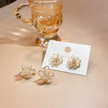 Clear Look Petal Cluster Gold Tone Statement Stud Earrings view 2