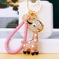 Crystal Giraffe Keychains in Plain and Braided Fortune Loop Options view 9