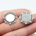 Ornate Round Cabochon Tray In Antique Silver And Antique Bronze For Jewelry Making view 1