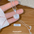 Silver Heart Medallion Pendant Necklace Statement Jewelry view 1