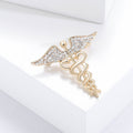 Winged Serpent Staff Brooch In Gold Or Silver Tone view 2