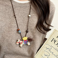 Beaded Horse Pendant Cord Necklace In Red And Brown view 7