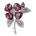 Faceted Crystal Flower and Leaf Brooch in Light Blue and Purple view 2