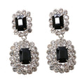 Black Crystal Double Rectangle Clip On Drop Earrings view 5