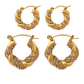 Twisted U Shape Zircon Hoop Earrings Large Small Green White view 5