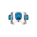Silver Wide Open Cuff Bracelets Three Square Crystals Five Colors view 5