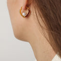 Gold Heart Hoop Earrings Pearl Crystal Enamel Colors view 8