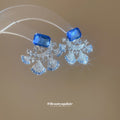 Blue Green Crystal Floral Stud Earrings Fashion Jewelry view 3