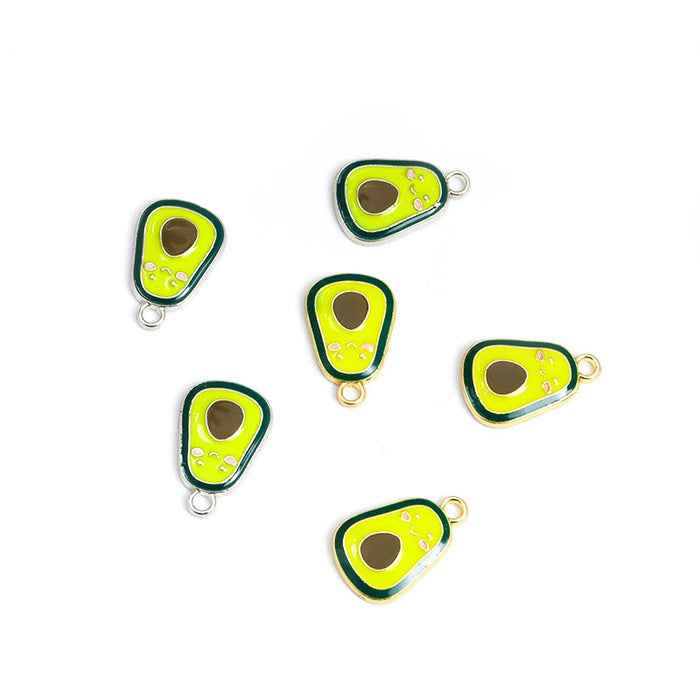 Enamel-Look Silver Gold Avocado Alloy Charms in 2 Styles