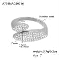 Dual Marquise Pave Zircon Open Rings Gold Steel Tone view 6