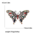 Antique Silver Hollow Butterfly Brooch Blue Multicolor Rhinestones view 6