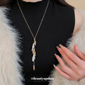 Gold Branch Pearl Drop Pendant Necklace Decorative Jewelry view 3