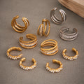 Stainless Steel Zircon Ear Cuffs Twist Triple Double Gold Steel view 1