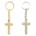 Wood Jesus Cross Keychain Mixed Gold Silver Ring Set view 5