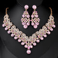 Black Silver Tone Red Crystal Garland Crystal Seven Designs Metal Necklace and Earring Set view 11