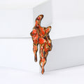 Molten Drip Abstract Brooch in Amber Brown or Red Enamel view 3