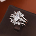 Silver Tone Marquise CZ Three Piece Stack Finger Ring Set view 3
