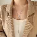Starburst Zircon Disc Y Lariat Necklace With Bar Drop view 4