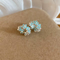 Round Enamel Flower Hoop Earrings In Three Bright Colors view 7