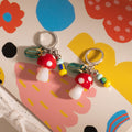 Colorful Mushroom Cactus and Bead Novelty Huggie Earrings view 6