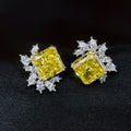 Yellow Square Center Marquise Halo Stud Earrings Alloy view 3