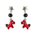 Silver Star And Red Horse Drop Earrings Statement Jewelry view 5
