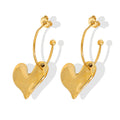 Heart Drop Earrings Curved Wire Stud Gold Steel Tone view 5